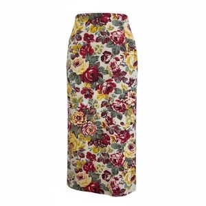 Vintage 90s country rose print floral faux wrap midi skirt